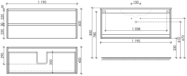Тумба под раковину Sancos  Libra LB120-1ECH дуб чарльстон